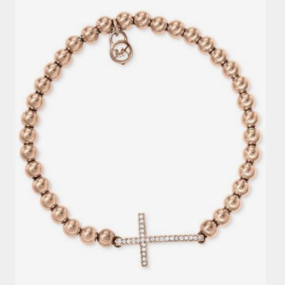 michael kors beaded rose gold bracelet